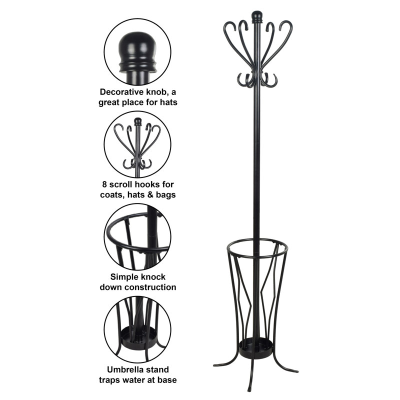 Red Barrel Studio® Freestanding Coat Rack With Umbrella Stand And 8 H